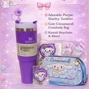 Stanley Purple Tumbler and Cinnamoroll Bag Set